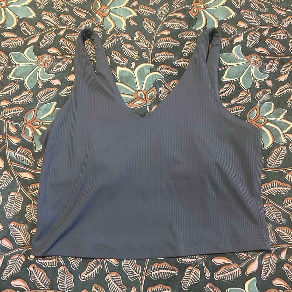 Athleta MATCHING SET: Transcend Rib V-Neck Top & 7/8 High Rise Blue Legging